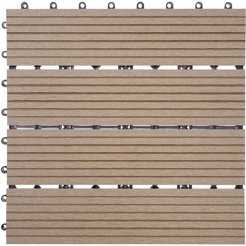 [JAMAIS UTILISÉ] 11x carreau WPC Rhone, carrelage de sol, balcon / terrasse, à 30x30cm = 1qm, teck linéaire