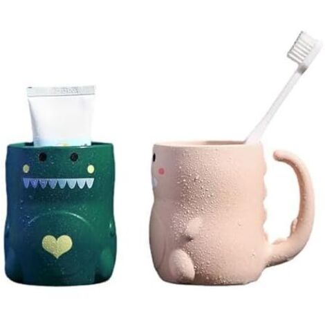 11x9cm Gobelet Salle de Bain, Lot de 2 Porte Brosse à Dents, Dinosaure Gobelet Brosse à Dent, Durable Gobelet en Plastique, pour