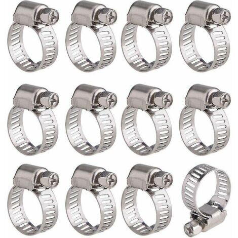 12 (10-16 Mm) Colliers De Serrage En Acier Inoxydable Galvanis Colliers De Serrage 201 Colliers De Serrage Multi-spcifications En Acier Inoxydable