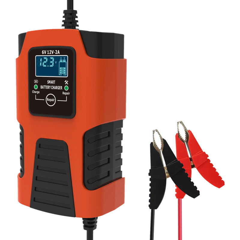 Chargeur de batterie intelligent automatique à 3 niveaux 6 V 12 V 2 A, chargeur de batterie de voiture multifonction,chargeur de réparation