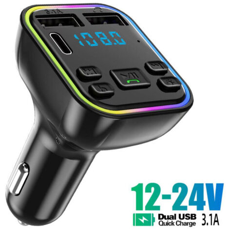 12-24V Автомобилен bluetooth 5.0 FM трансмитер зарядно телефон безжичен хендсфри MP3 модулатор плейър аудио приемник PD