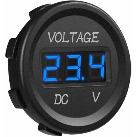 12-24V DC Voltmètre Affichage Numérique à LED Imperméable pour Bateau Moto Camion Marine(Bleu)