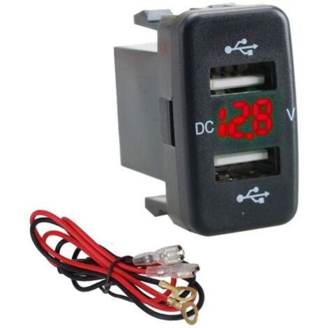 12-24V Kfz-Ladegerät, 4,2A, Dual-USB-Anschluss, Voltmeterstecker für Toyota (Farbe: Rot)