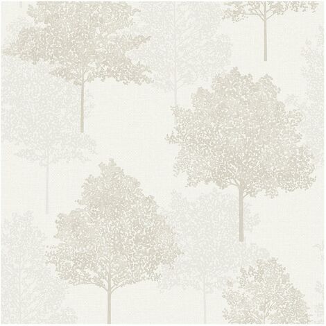 12 2874 - Vinyl sur intissé Arbres Beige et Gris - DECORAMA