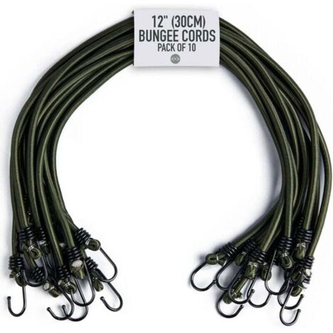 12" (30CM) Sangles de Serrage - Pack de 10 - Crochet Tendeur - Tendeurs avec Crochets pour Bagages, Barres de Toit, Camping - Résistance aux UV & Conditions Climatiques