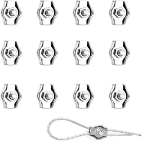 12 abrazaderas de acero para cable de 2 mm, abrazaderas de acero inoxidable M2, abrazaderas de acero inoxidable 304, tensor de acero inoxidable, abrazaderas metálicas para fijar toldos de cuerda de li