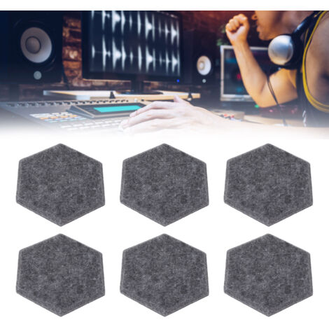 12 absorbentes acústicos hexagonales fabricados en fibra de poliéster de alta densidad, 14 x 12 x 7 cm, gris antracita, espuma para decoración de paredes.