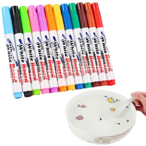 12 abwaschbare Filzstifte – Wiederverwendbares Whiteboard für Kinder – Kreatives und lehrreiches Spiel