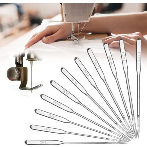 12 Aiguilles de Machine à Coudre + 60 Stylos à Bille Universels – Tailles 65/9 à 110/18 pour Tissus Épais et Délicats
