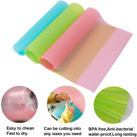 12 alfombrillas antibacterianas para refrigerador (29 cm x 45 cm), ecológicas, reutilizables para cajones de cocina.