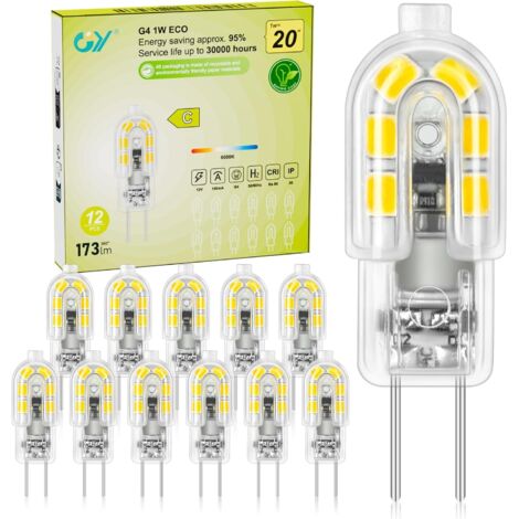 12 - Ampoule G4 - Led 12v - Économie D'énergie 1w - Blanc Froid 6000k Non-dimmable - Pour Cuisine Meuble Décoration - Sans Scintillement