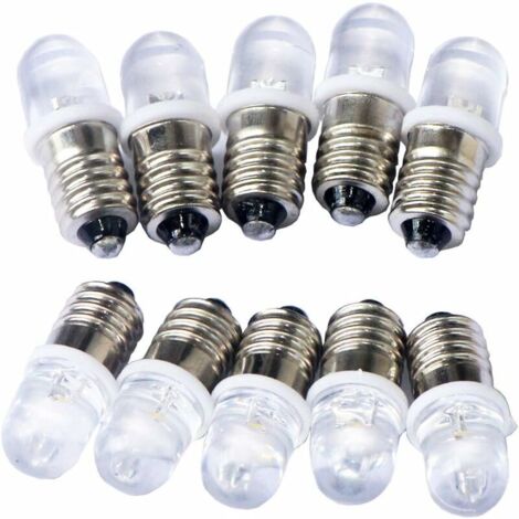 12 Ampoules LED spot E10 6V, blanc froid, 6000K