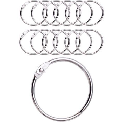 12 Anneaux de Rideaux Douche avec Crochet en Métal – Anneau Circulaire ouvrable de 50 mm pour Rideaux, Salle de Bain, Maison, Classeurs – Couleur Métallique