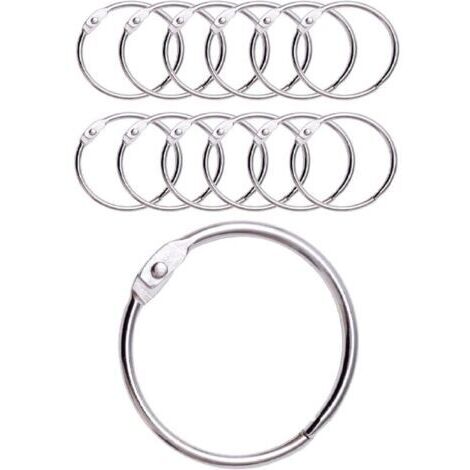 12 Anneaux de Rideaux Douche avec Crochet en Métal – Anneau Circulaire ouvrable de 50 mm pour Rideaux, Salle de Bain, Maison, Classeurs – Couleur Métallique