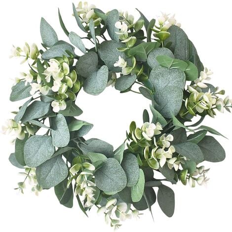 Party Decorations Wedding Easter Christmas Wreaths Hanging Green White Wreath Pendant Rings for Front Door 40cm Plain Wreath Home Decorations Artificial Garland Flowers A 