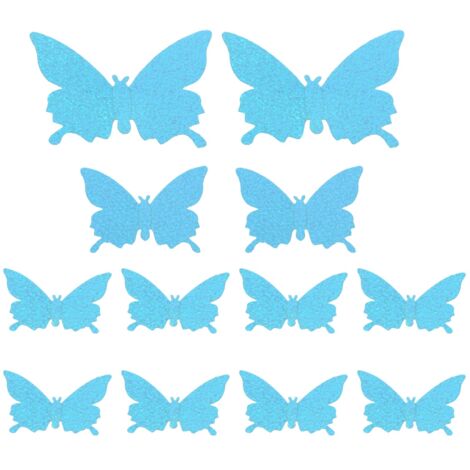 12 Autocollants 3D Brillants Bleus pour Mur - Décoration Maison Salon Mariage - 12 Pièces