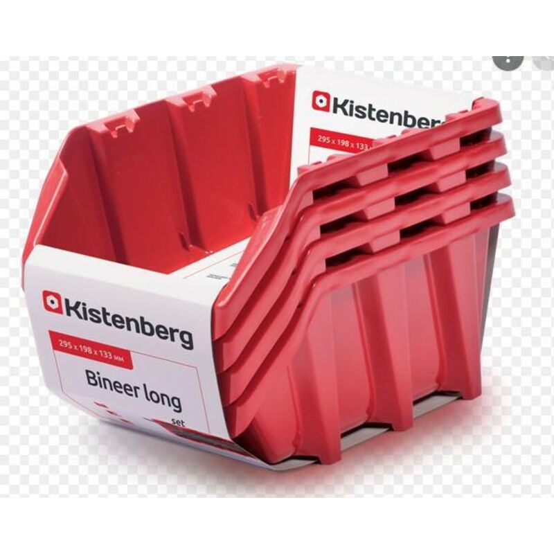 12 BANDEJAS LARGAS BINEER 4 UDS ROJAS 295x198x130mm