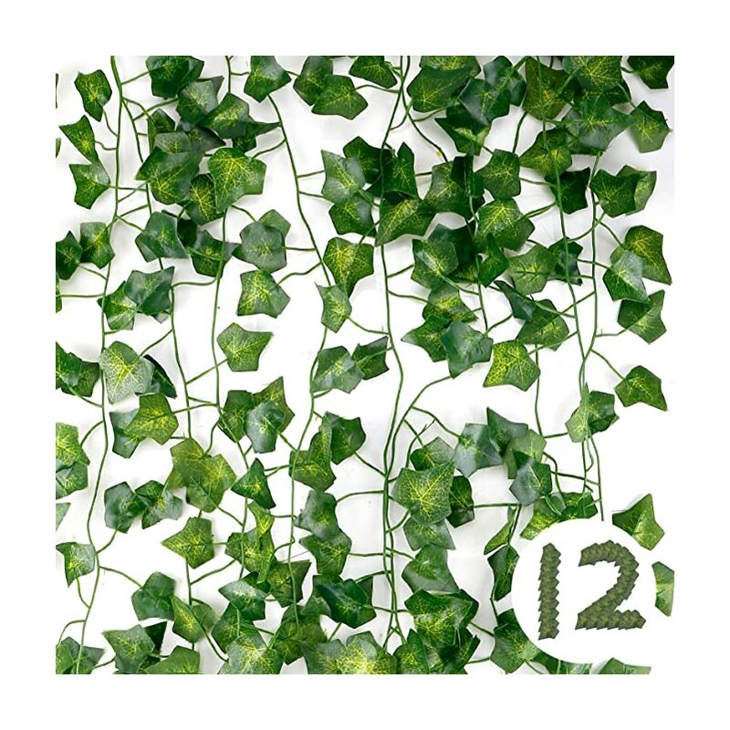 Hommoo - 12 bandes couronnes de lierre artificiel vert jardins bureaux fêtes mariages