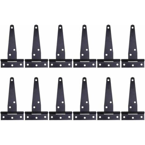12 bisagras en T negras pintadas de 4" (100 mm), bisagras en T de alta resistencia, bisagras para puertas de madera, bisagras metálicas inoxidables con tornillos para puertas de granero