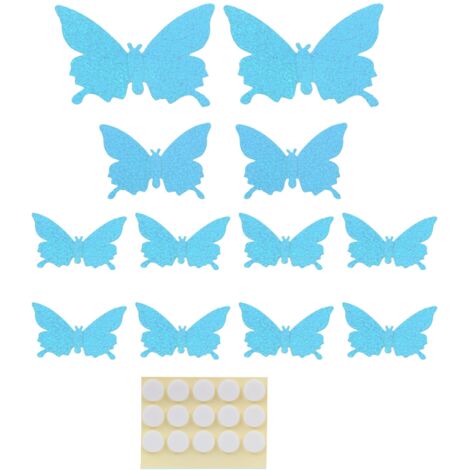 12 blaue 3D-Glitzer-Wandaufkleber – Dekoration für Zuhause, Wohnzimmer und Hochzeiten – 12 Stück