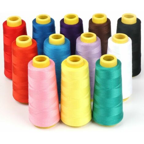 12 Bobines de Fils à Coudre en Polyester pour Machine à Coudre 18000 Mètres