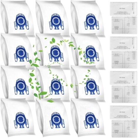 12 bolsas para polvo, 4 filtros de protección del motor y 4 filtros de escape para aspiradoras Miele GN 3D Classic C1 Complete C2 C3, S2000, S5000 y S8000