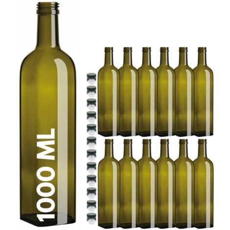 2 BOTTIGLIE DI VETRO trasparente da 2 litri con avvitatura per tappo, vino,  olio EUR 7,00 - PicClick FR