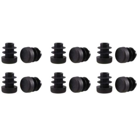 12 Bouchons Plastique Noir Rond 12Mm Pour Tuyau Embout Tube Insertion Bouchon