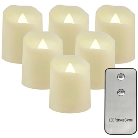 12 bougies LED sans flamme, blanc, avec télécommande et piles, lumière chaude