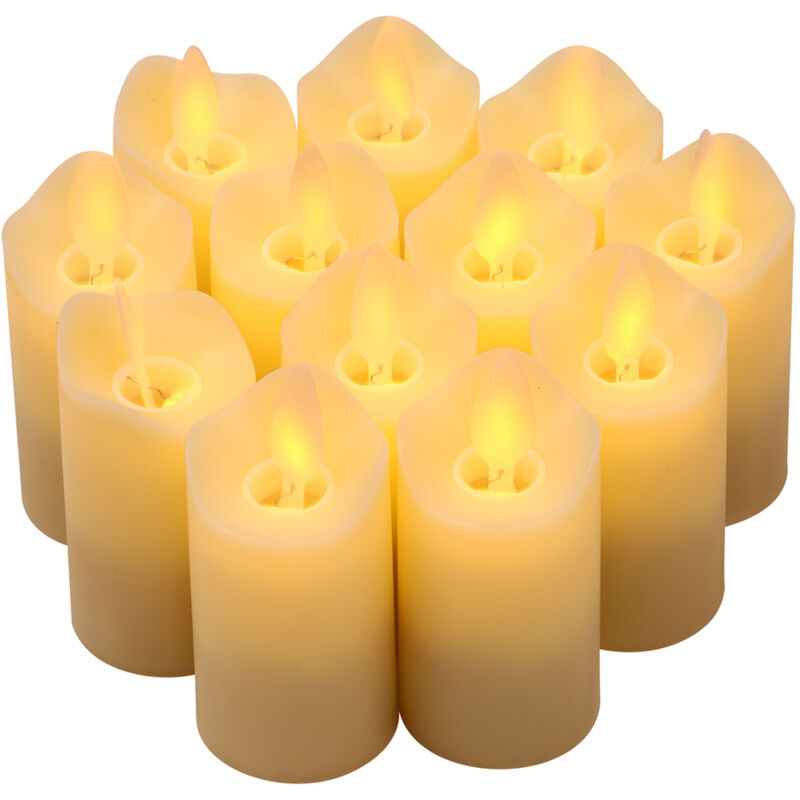 Topiky - 12 Bougies led Scintillement sans Flamme Bougies Chauffe-Plat Éclairage Electrique pour Décoration de Mariage Anniversaire Noël - Lumière