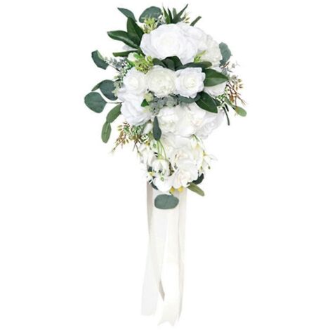 12 bouquets de mariée en cascade composés de roses et d'orchidées artificielles