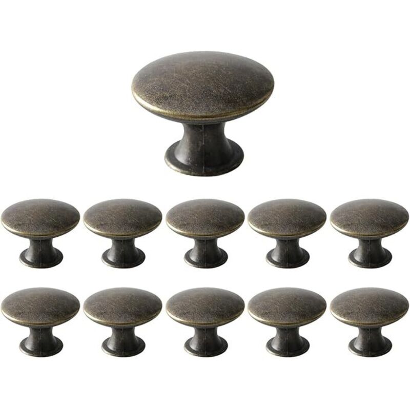 12 Boutons de Meuble Antique, Rond Poignée de Tiroir Ancienne, Metal Boutons de Portes pour Placards Cuisine 30x21mm, Bronze