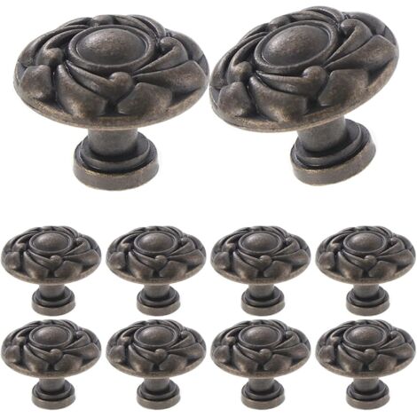 12 boutons de meubles vintage, boutons de tiroirs sculptés chics, antiques St.