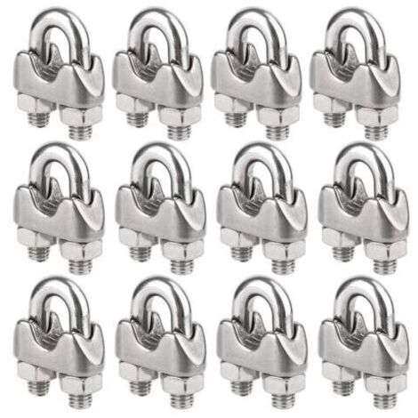 12 bridas de acero inoxidable para cables metálicos de 5 mm de diámetro (M5)