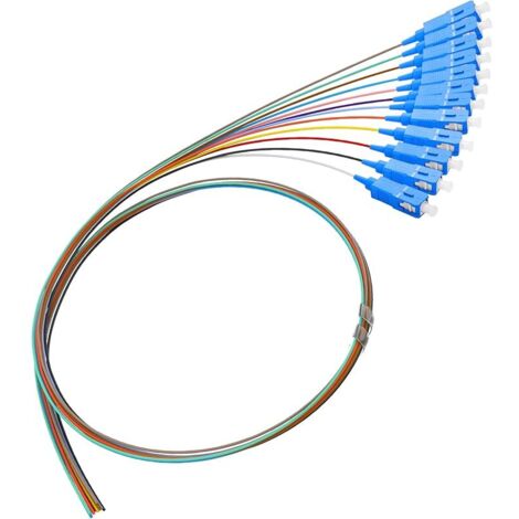 12 brins SC/UPC Fibre optique Pigtail 1,2 M/3,9FT 12 fils 12 couleurs Single Mode Fibre optique Patchcord SM 9/125 Câble à fibre optique