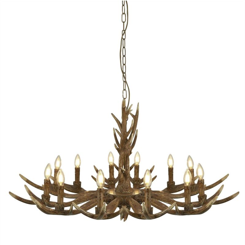 Stag - 12 Light Pendant Brown, E14 - Searchlight