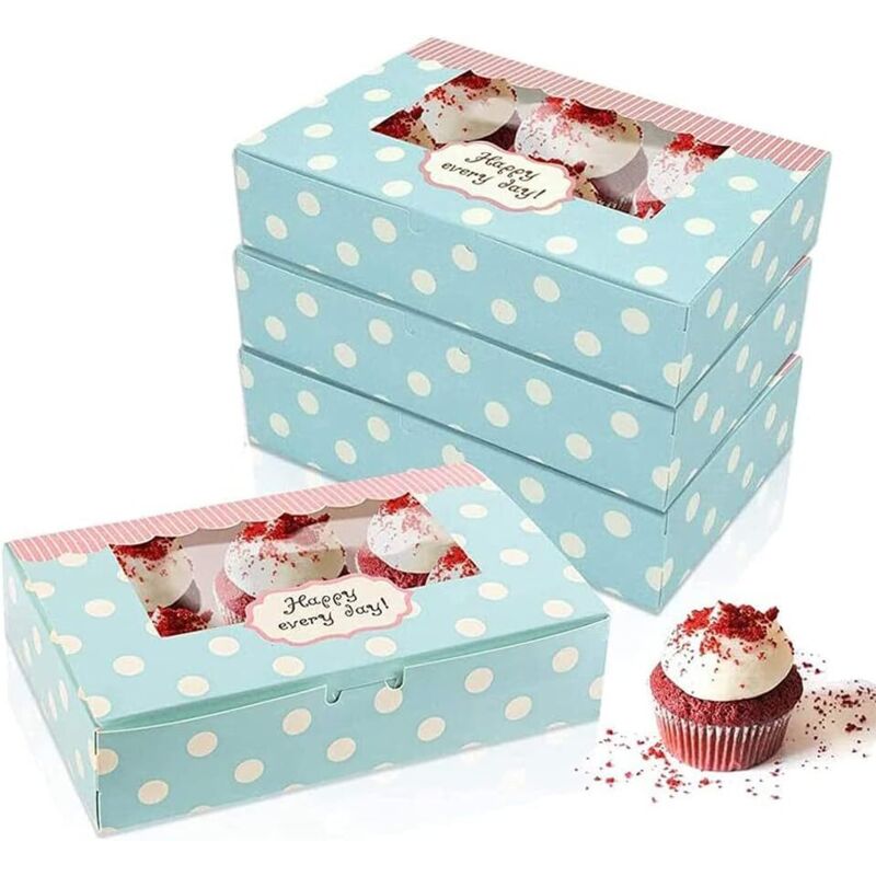 12 cajas de cartón para tartas, galletas y pasteles, fáciles de usar, con ventana transparente, para pasteles, cupcakes, tartas y galletas (21,5 x
