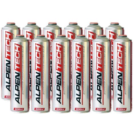 12 Cartouches gaz 330g butane propane mix 600ml ALPENTECH embout universelle vissable