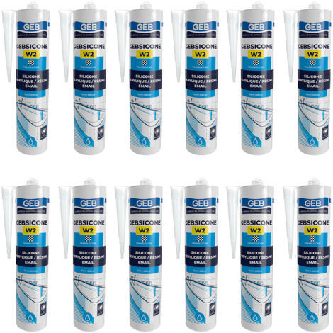 12 cartouches mastic silicone Translucide GEBSICONE W2 joints sanitaires