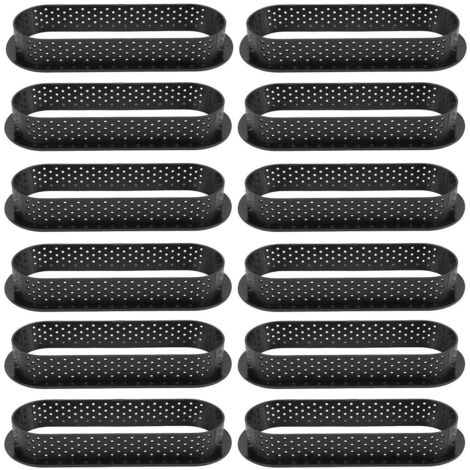 12 cercles à tartelettes ovales antiadhésifs et résistants à la chaleur, moules à mini-gâteaux