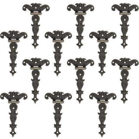 12 cerniere retrò, cerniere decorative in bronzo in stile retrò con viti di montaggio, adatte per riparare e decorare armadi, mobili e cassette degli attrezzi.