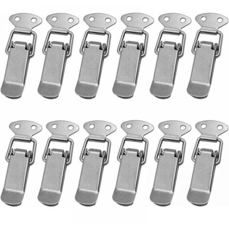 12 cerraduras de palanca para puertas, cerraduras de gancho con resorte para cajones, cerraduras de palanca de acero inoxidable para cajas, maletas sin cerradura
