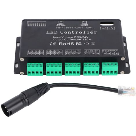 12 Channel DMX Constant Decoder RGB LED Light Strip Controller DMX512 Decoder DC5-24V