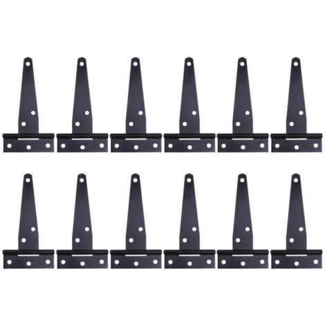 12 charnières en T de 4 pouces, charnières pour portes de garage, charnières pour portes et portails (noires)