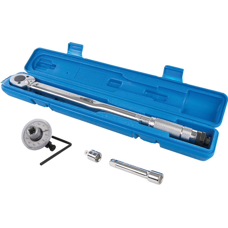 Silverline - 1/2 chiave dinamometrica + 1/2 chiave angolare + accessori