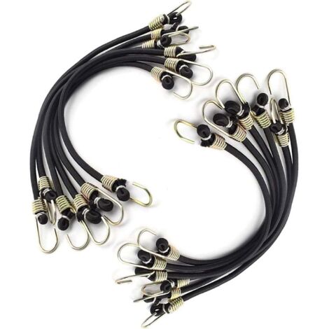 12 cinghie elastiche con ganci, mini tenditore per bagagli, corda elastica per trasporto, campeggio e attività all'aperto, 5 mm x 30 cm
