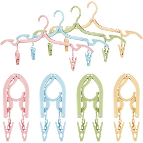 12 cintres de voyage pliables avec 24 pinces