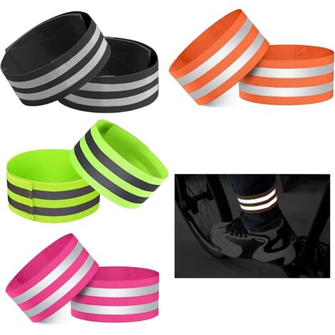 12 clips reflectantes para bicicleta, clips para pantalones cortos de ciclismo, bandas elásticas reflectantes con cierre de velcro para ciclismo y jogging.
