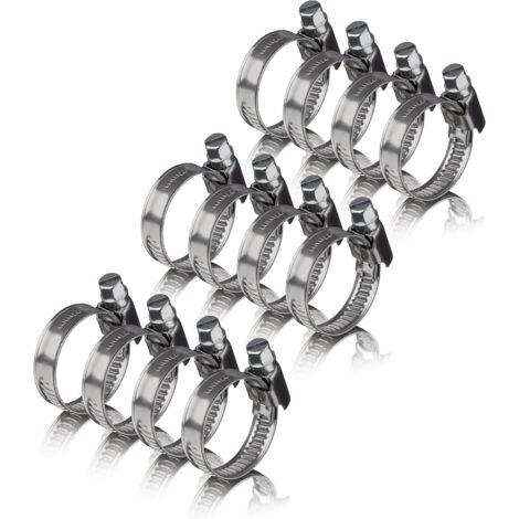 12 colliers de serrage metallique inox 16-25mm – colliers serrage professionnels en acier inoxydable V2A pour machine à laver, lave-vaisselle  pinces de tuyau 16-25 mm