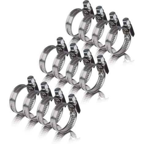 12 colliers de serrage metallique inox 16-25mm – colliers serrage professionnels en acier inoxydable V2A pour machine à laver, lave-vaisselle  pinces de tuyau 16-25 mm